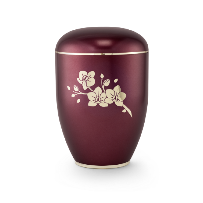Edition Creatio, perlmutt weinrot, Fuß poliert, Orchidee
