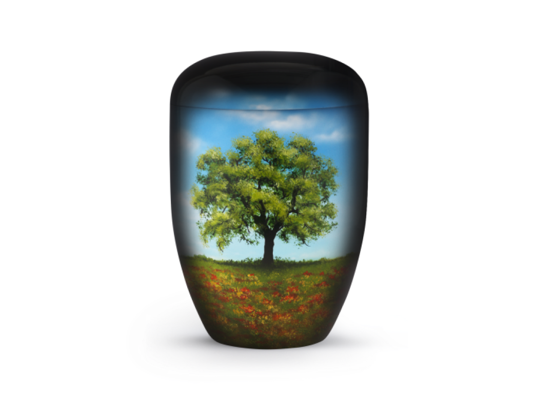 Edition Airbrush, Baum in Mohnfeld, biol. abbaub. Edition Airbrush, Baum in Mohnfeld, biol. abbaub.