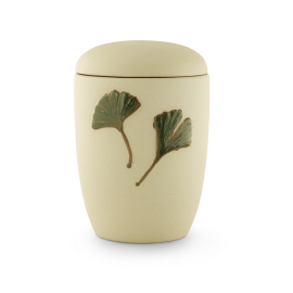 Keramik, sandfarbig, Ginkgoblätter Keramik, sandfarbig, Ginkgoblätter