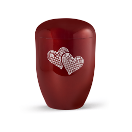 Edition Karat, hochglanz rubin, Doppelherz aus Kristallen, biol. abbaub. Edition Karat, hochglanz rubin, Doppelherz aus Kristallen, biol. abbaub.