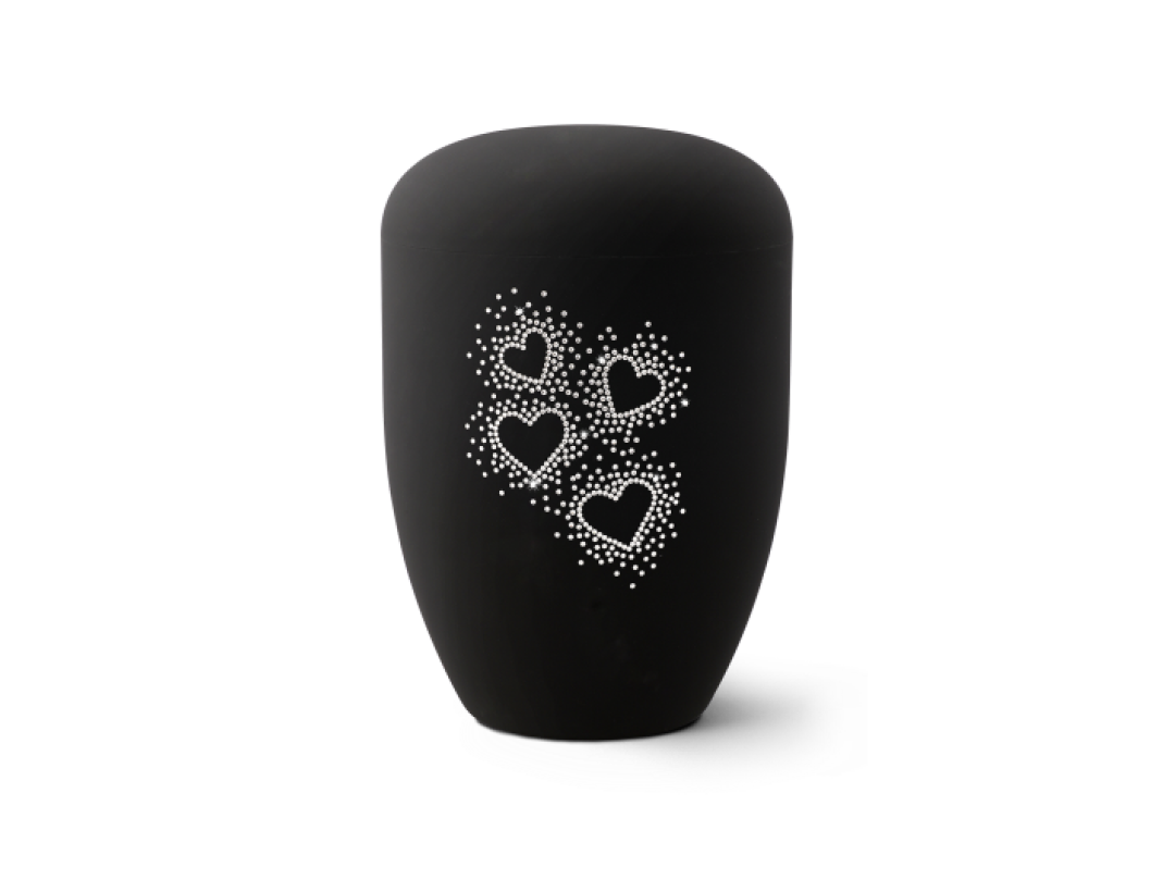 Edition Karat, Samton tiefschwarz, Herzen aus Kristallen, biol. abbaub. Edition Karat, Samton tiefschwarz, Herzen aus Kristallen, biol. abbaub.