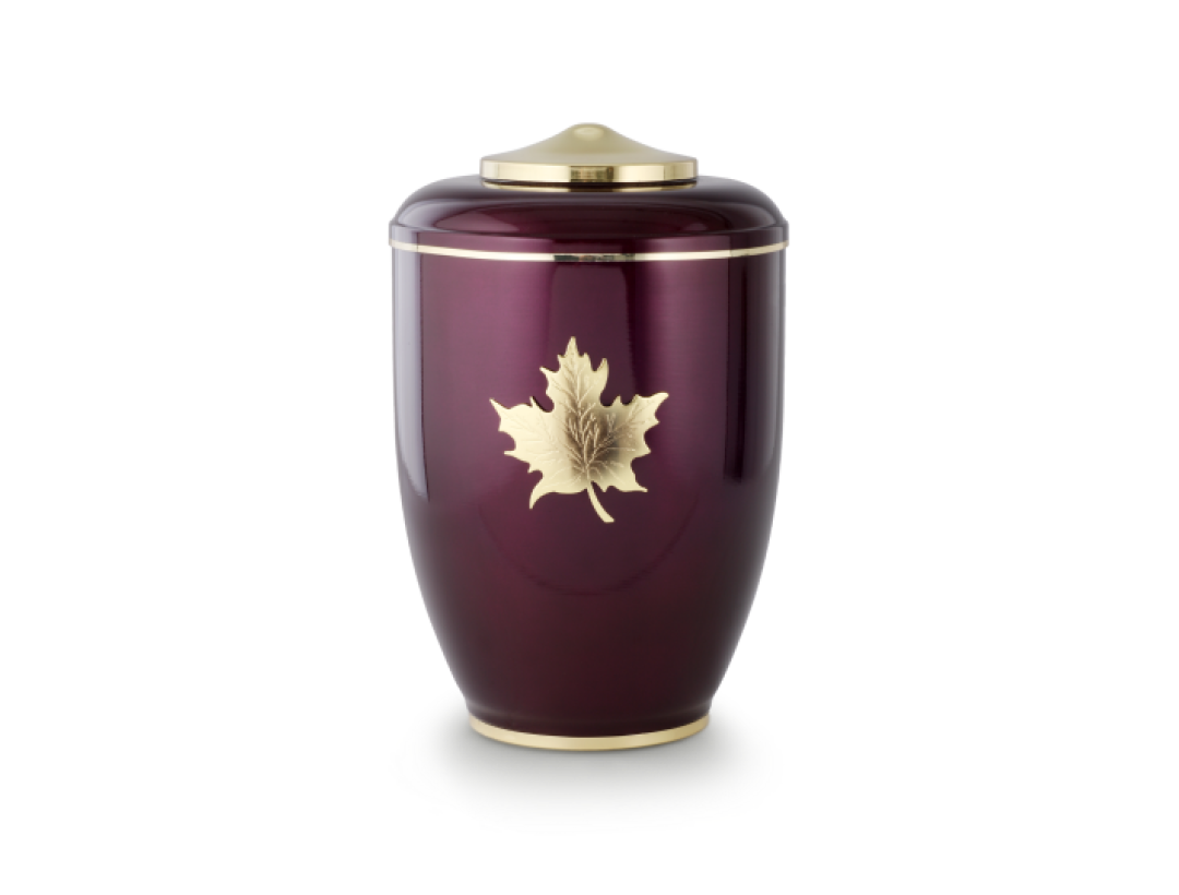 Cestal, burgunderrot, Ahornblatt, Haube und Sockel MS-poliert