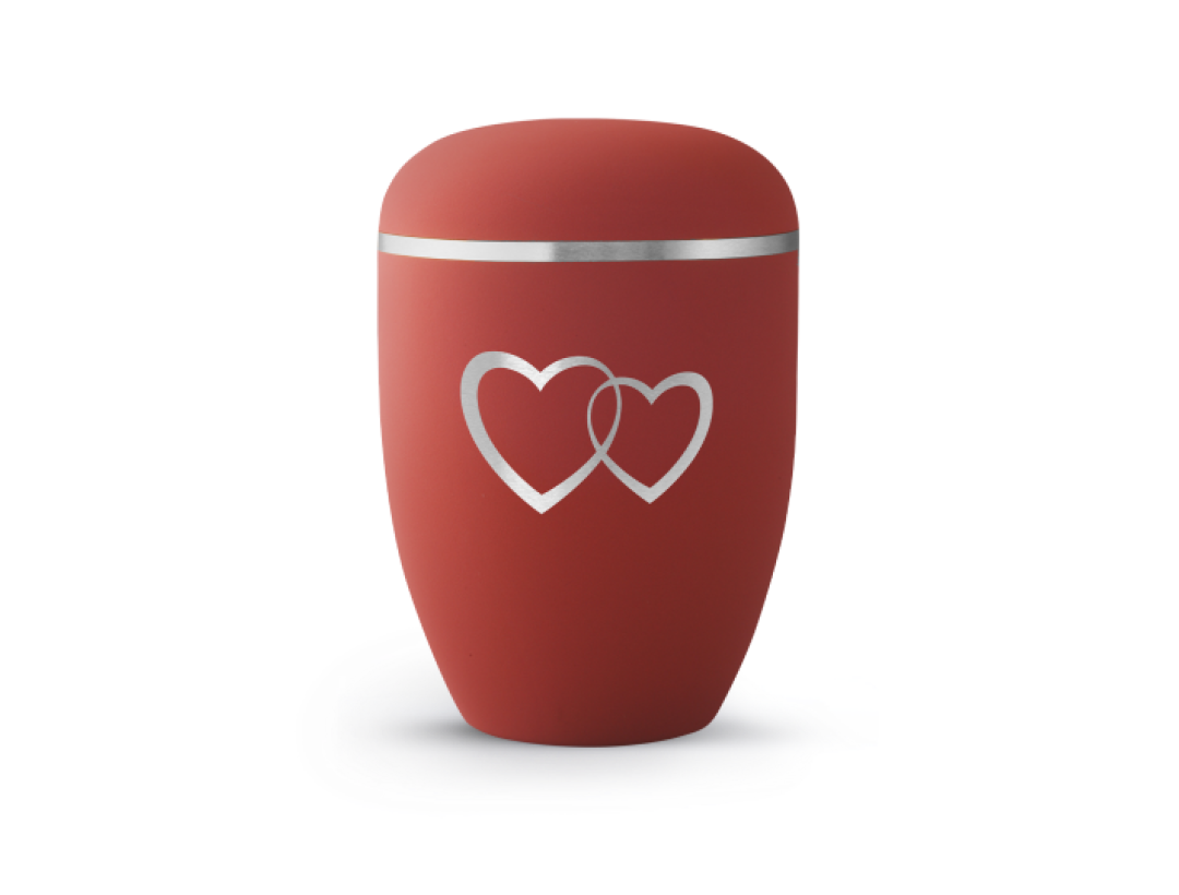 Edition Classique, Samtton rubin, Doppelherz weißgold, biol. abbaub. Edition Classique, Samtton rubin, Doppelherz weißgold, biol. abbaub.