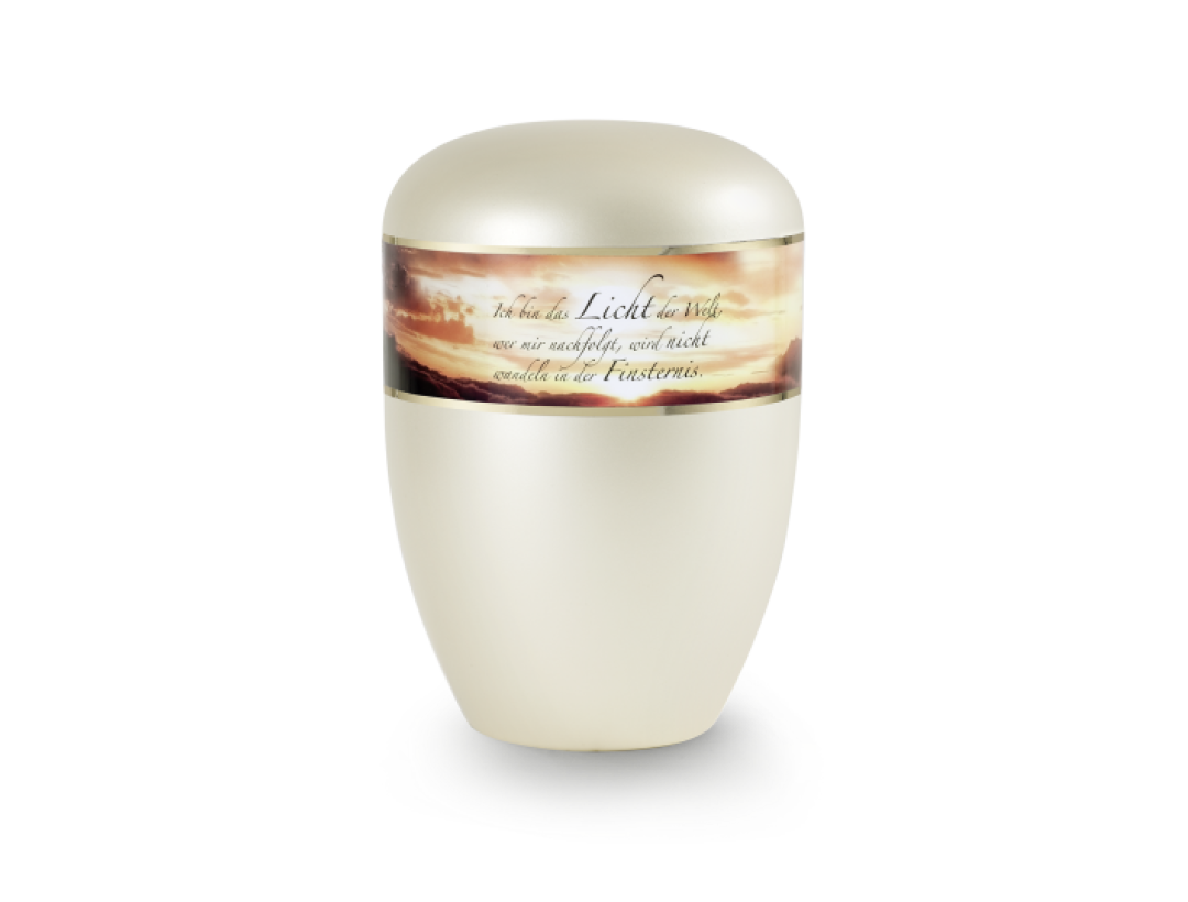 Edition Poesie, perlmutt champagner , Sonnenuntergang, Ich bin das Licht…,  biol. abbaub. Edition Poesie, perlmutt champagner , Sonnenuntergang, Ich bin das Licht…,  biol. abbaub.