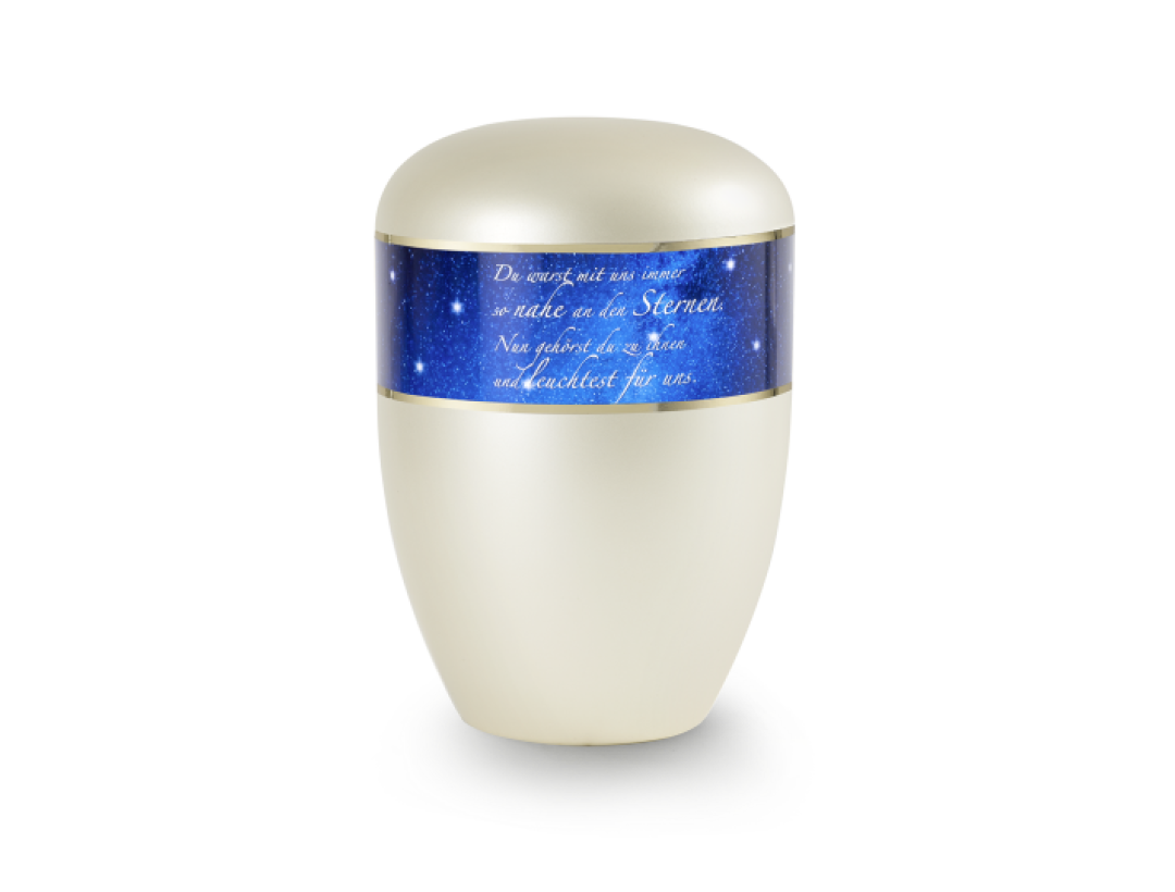 Edition Poesie, perlmutt champagner , Sternenhimmel, Du warst mit uns…,  biol. abbaub. Edition Poesie, perlmutt champagner , Sternenhimmel, Du warst mit uns…,  biol. abbaub.