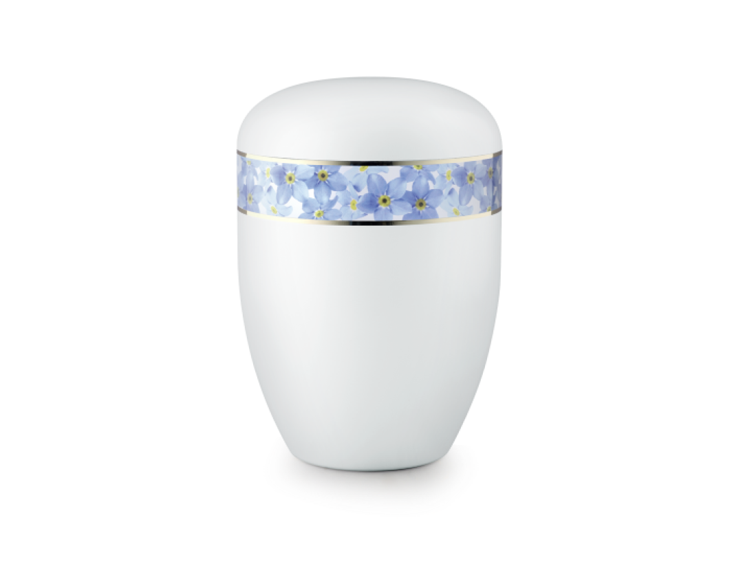 Edition 360°, weiß satiniert, Vergissmeinnicht, biol. abbaub. Edition 360°, weiß satiniert, Vergissmeinnicht, biol. abbaub.