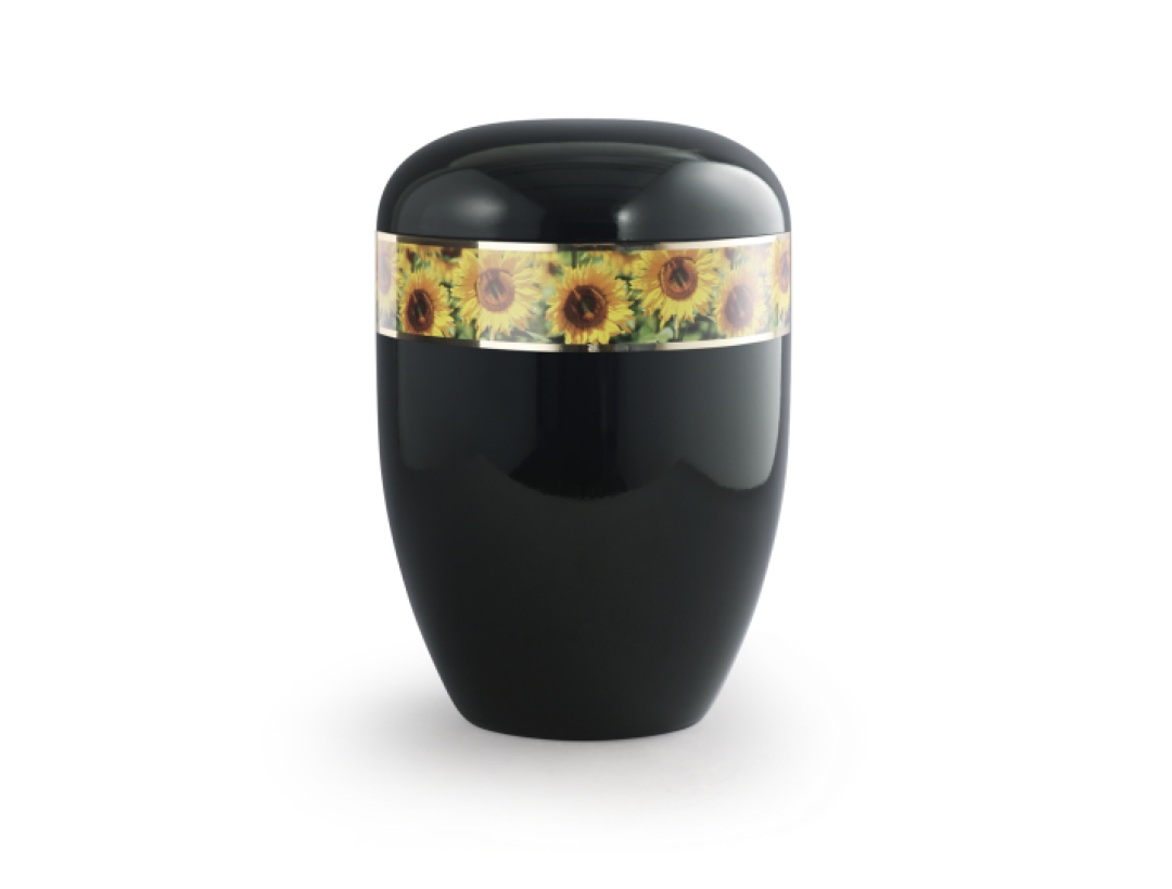 Edition 360°, Klavierlack schwarz, Sonnenblumen, biol. abbaub. Edition 360°, Klavierlack schwarz, Sonnenblumen, biol. abbaub.