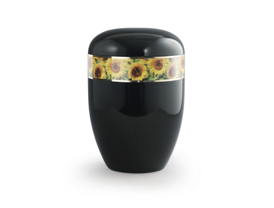 Edition 360°, Klavierlack schwarz, Sonnenblumen, biol. abbaub.