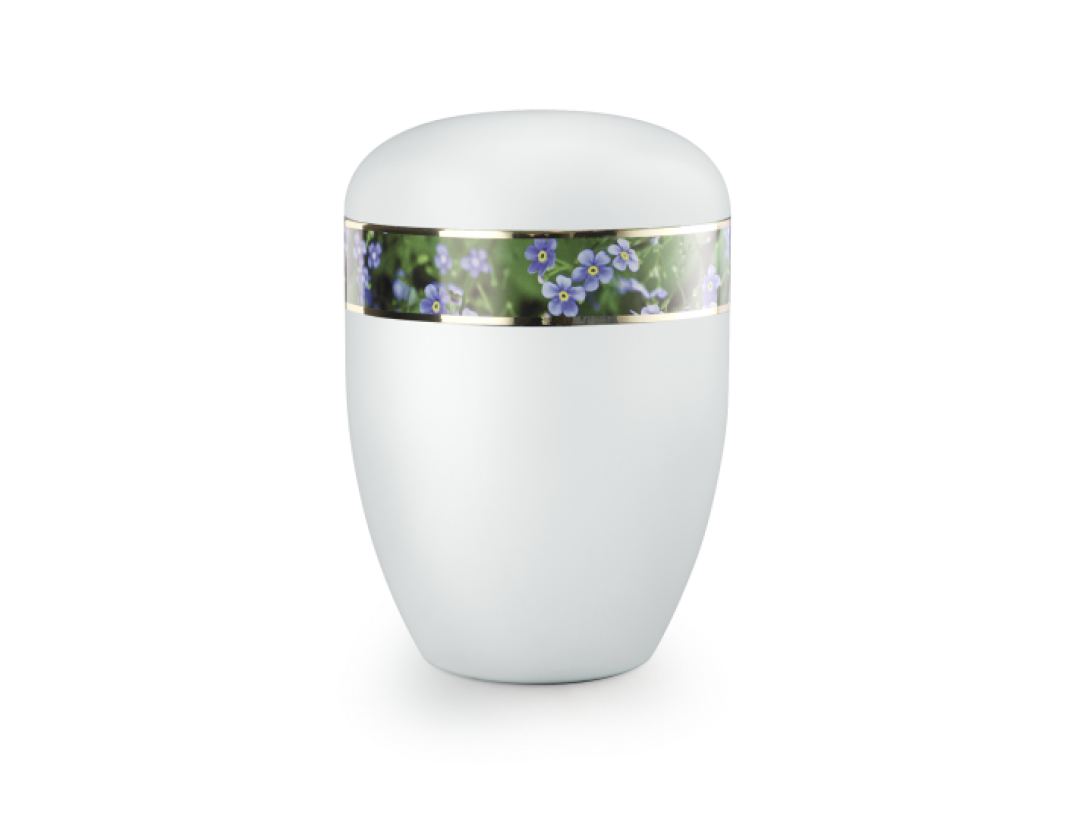 Edition 360°, weiß satiniert, Vergissmeinnicht, biol. abbaub. Edition 360°, weiß satiniert, Vergissmeinnicht, biol. abbaub.