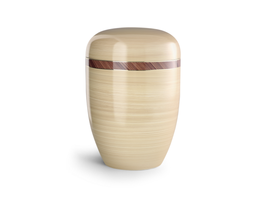 Edition Wood Line, handbemalt saharasand, Zierband kastanienbraun, biol. abbaub. Edition Wood Line, handbemalt saharasand, Zierband kastanienbraun, biol. abbaub.