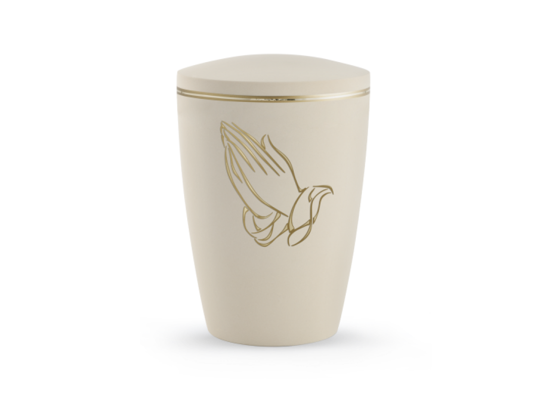 Edition Melina, Samtton Creme, Betende Hände/Goldband matt/glänzend, biol. abbaub. Edition Melina, Samtton Creme, Betende Hände/Goldband matt/glänzend, biol. abbaub.