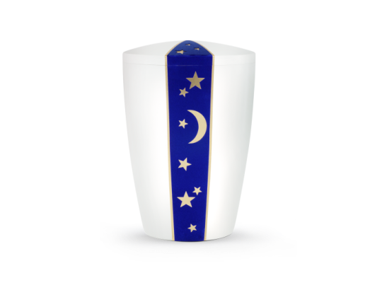 Edition D'artiste, perlmutt, Samtdekor königsblau/Mond und Sterne, biol. abbaub.