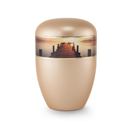 Edition 360°, perlmutt apricot, Steg im Sonnenuntergang, biol. abbaub. Edition 360°, perlmutt apricot, Steg im Sonnenuntergang, biol. abbaub.