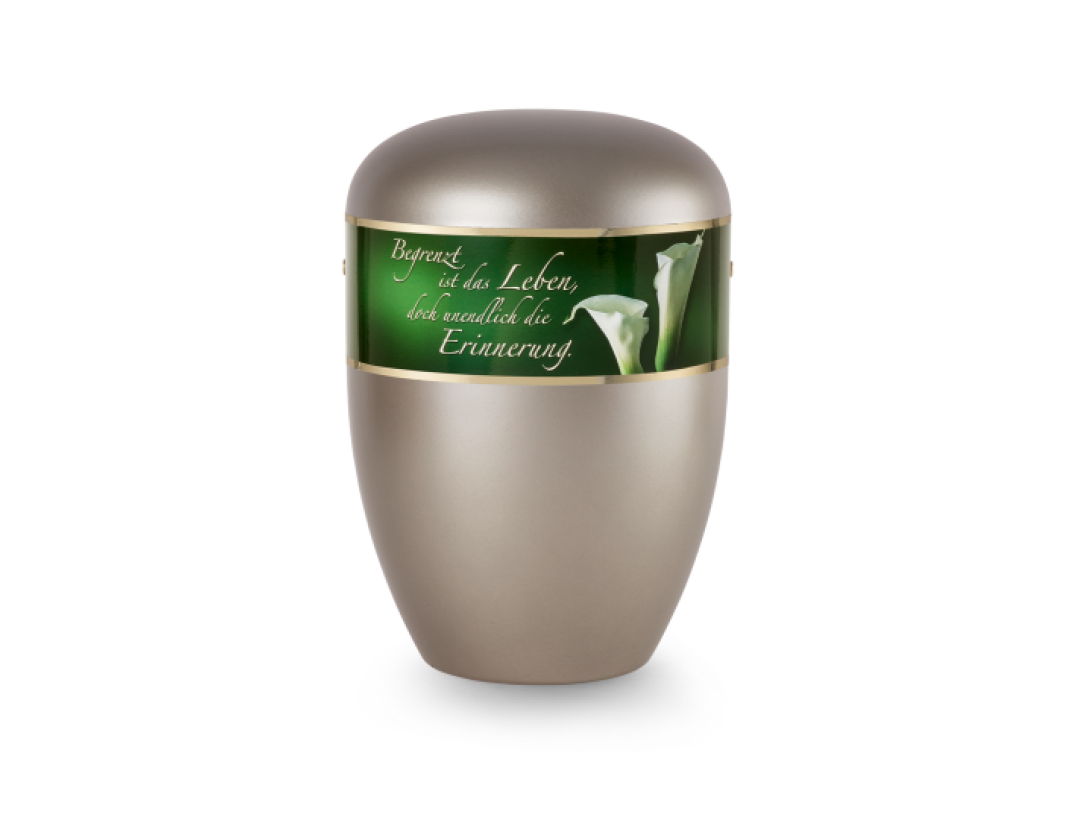 Edition Poesie, perlmutt fumé , Calla, Begrenzt ist das Leben…,  biol. abbaub. Edition Poesie, perlmutt fumé , Calla, Begrenzt ist das Leben…,  biol. abbaub.