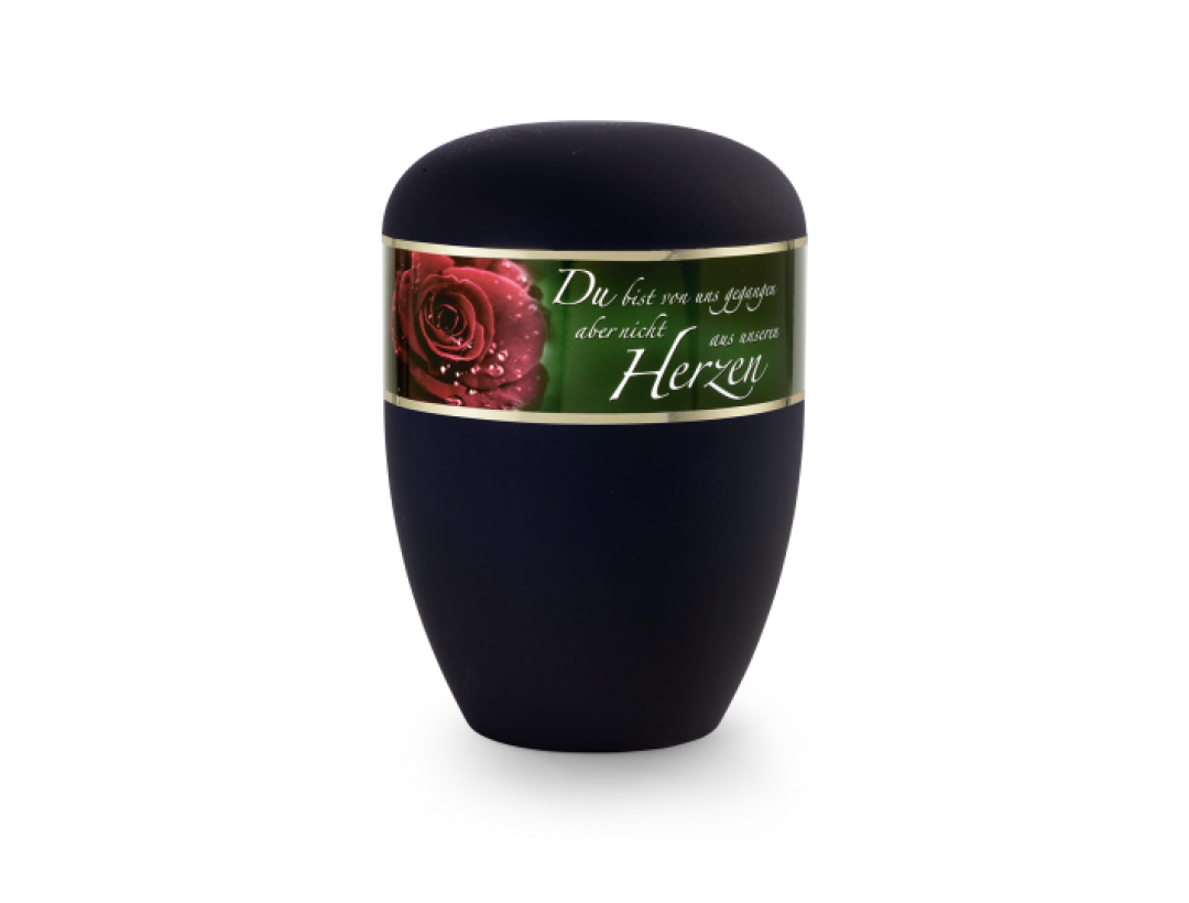 Edition Poesie, Samtton tiefschwarz , Rose , Du bist von uns gegangen…,  biol. abbaub.