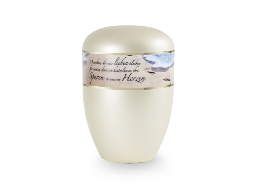 Edition Poesie, perlmutt champagner , Fußspuren im Sand, Menschen, die wir lieben…,  biol. abbaub.