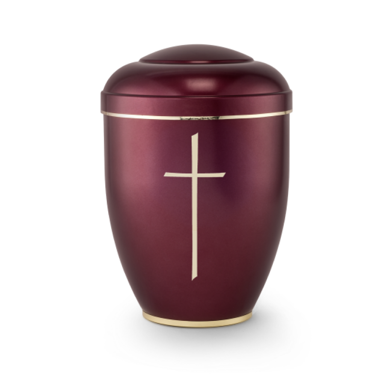 Edition Creatio, perlmutt weinrot, Fuß poliert, Kreuz