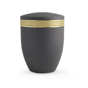 Edition Krypta, Samton Anthrazit, mattgolden eingefasstes glitzerndes Dekor, biol. abbaub.