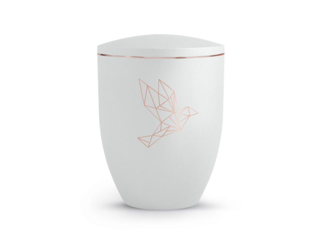 Edition Geometric, velvet weiß, kupferfarbenes Motiv Taube Edition Geometric, velvet weiß, kupferfarbenes Motiv Taube