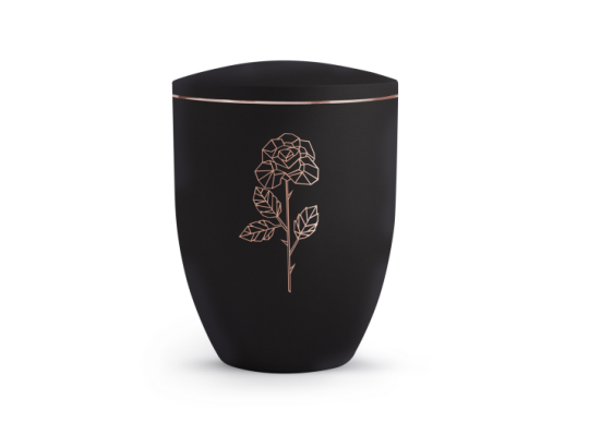 Edition Geometric, velvet schwarz, kupferfarbenes Motiv Rose