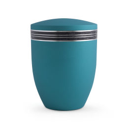 Edition Krypta, Samton Arctic-Türkis, mattsilber eingefasstes schwarzes Mosaikzierband, biol. abbaub.