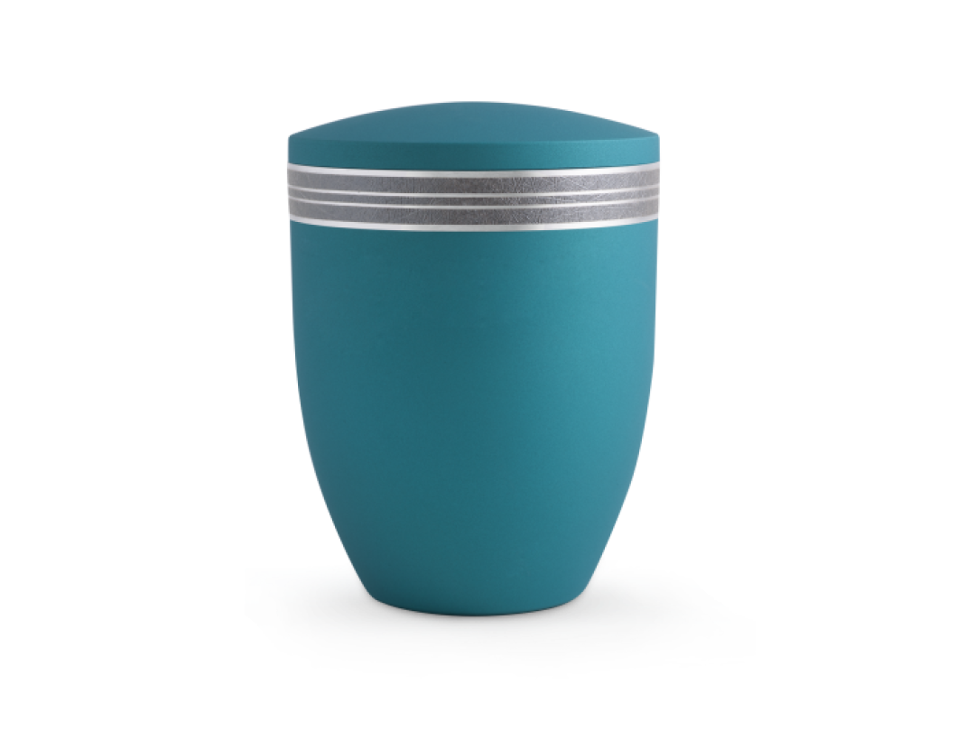 Edition Krypta, Samton Arctic-Türkis, feines Strukturband grau mattsilber eingefasst  , biol. abbaub. Edition Krypta, Samton Arctic-Türkis, feines Strukturband grau mattsilber eingefasst  , biol. abbaub.