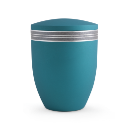 Edition Krypta, Samton Arctic-Türkis, feines Strukturband grau mattsilber eingefasst  , biol. abbaub. Edition Krypta, Samton Arctic-Türkis, feines Strukturband grau mattsilber eingefasst  , biol. abbaub.