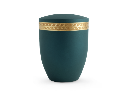 Edition Krypta, velvet Petrol, mattgoldenes Zweigdekor altgolden eingefasst, biol. abbaub.