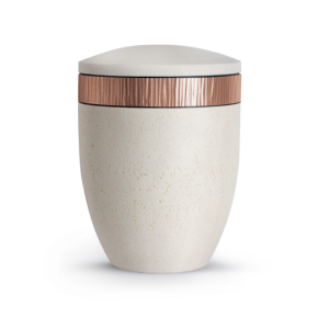 Terra-Jura Urne Edition Rocka, Muschelkalkbeschichtung creme, Dekor kupfernes Wellenrelief