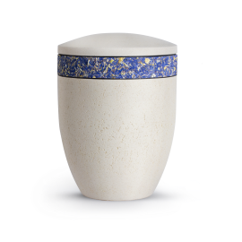 Terra-Jura Urne Edition Rocka, Muschelkalkbeschichtung creme, Dekor aus Kornblumen Terra-Jura Urne Edition Rocka, Muschelkalkbeschichtung creme, Dekor aus Kornblumen