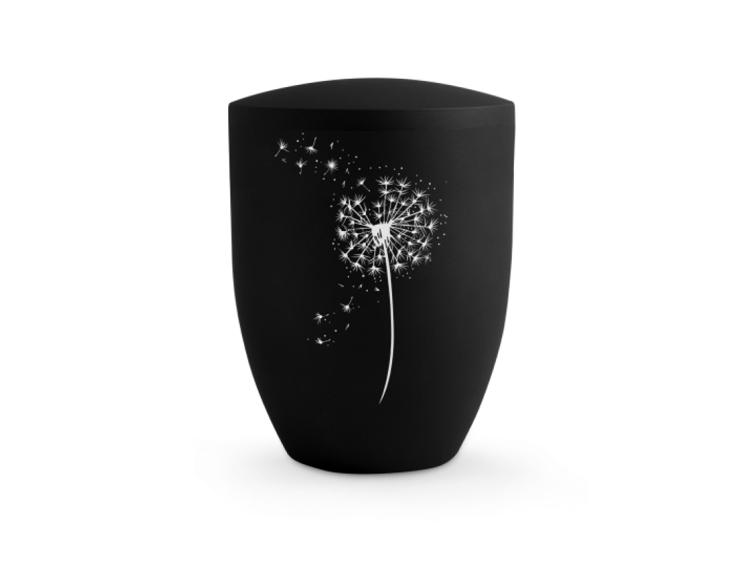 Edition Karat, Samton tiefschwarz, Pusteblume, mit hochwertigen Kristallen besetzt, biol. abbaub.