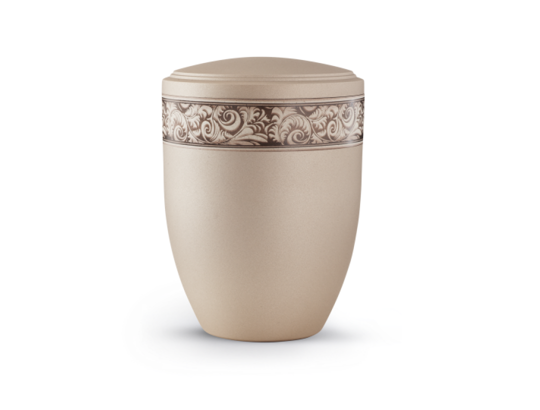 Edition Papyrus, Champagner, Dekor Federn, Band aus Pflanzenfasern, biol. abbaub.