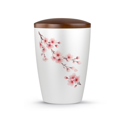 Edition Aurelia, Perlmutt weiss/dunkler Ahorn, Kirschblüte