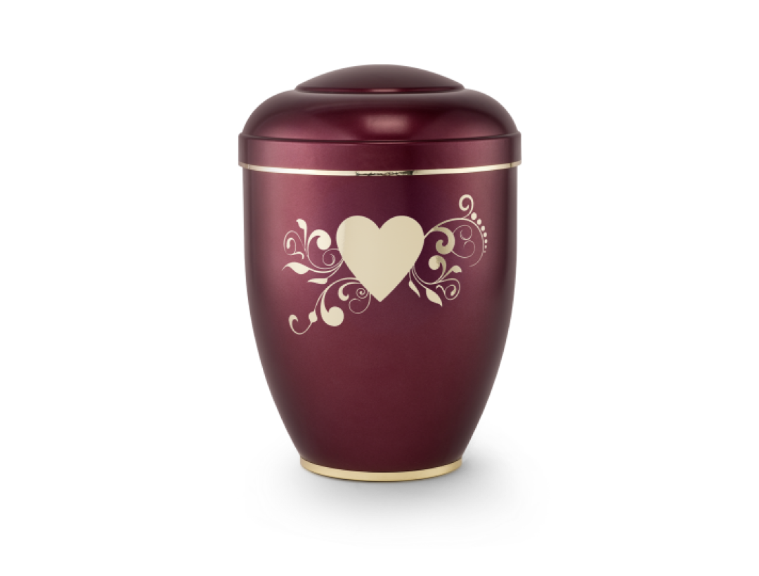 Edition Creatio, perlmutt weinrot, Fuß poliert, Herz, biol. abbaub.