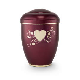 Edition Creatio, perlmutt weinrot, Fuß poliert, Herz, biol. abbaub.