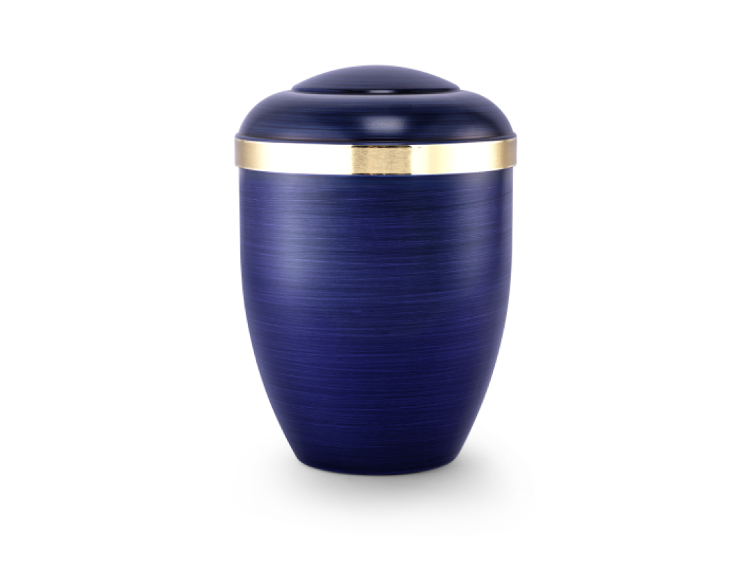 Edition Rustica, handbemalt blau, Goldband gebürstet, biol. abbaub. Edition Rustica, handbemalt blau, Goldband gebürstet, biol. abbaub.