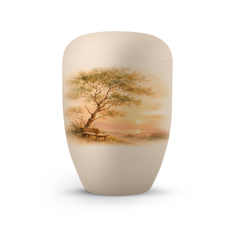 Editon Horizon, Samton creme, mit Aufdruck Bank Baum
