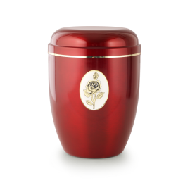 Cestal, rot glänzend, Goldstreifen, Rosenemblem Cestal, rot glänzend, Goldstreifen, Rosenemblem