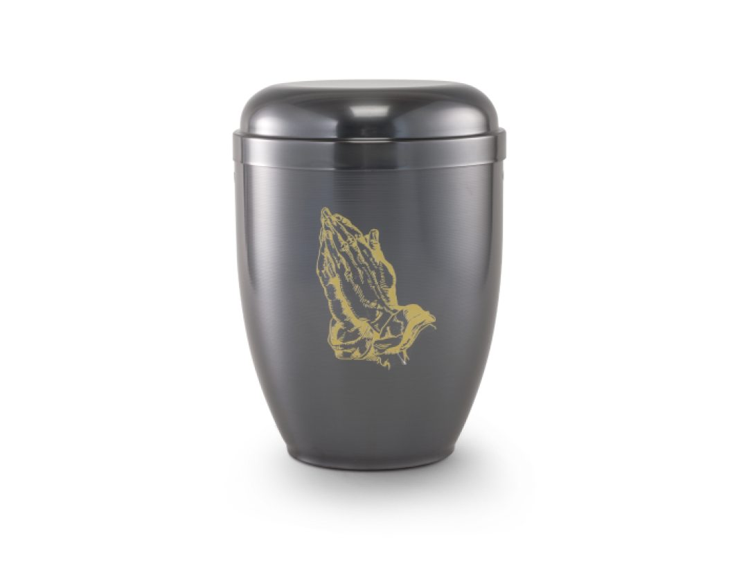 Kupfer, galvanisch dunkel gefärbt, Motiv betende Hände Kupfer, galvanisch dunkel gefärbt, Motiv betende Hände