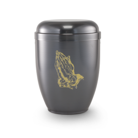 Kupfer, galvanisch dunkel gefärbt, Motiv betende Hände Kupfer, galvanisch dunkel gefärbt, Motiv betende Hände