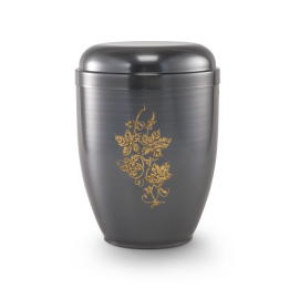 Kupfer, galvanisch dunkel gefärbt, Motiv Weinlaub