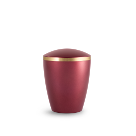 Edition Kleinurne, perlmutt weinrot, Goldband gebürstet, biol. abbaub. Edition Kleinurne, perlmutt weinrot, Goldband gebürstet, biol. abbaub.