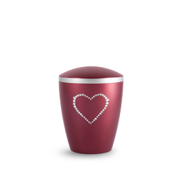 Kinderurne, perlmutt weinrot, 1,0 ltr. Herz aus Kristallen, biol. abbaub. Kinderurne, perlmutt weinrot, 1,0 ltr. Herz aus Kristallen, biol. abbaub.