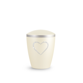 Edition Kleinurne, perlmutt champagner, Herz aus Kristallen, biol. abbaub.