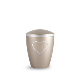 Edition Kleinurne, perlmutt fumé, herz aus Kristallen, biol. abbaub.