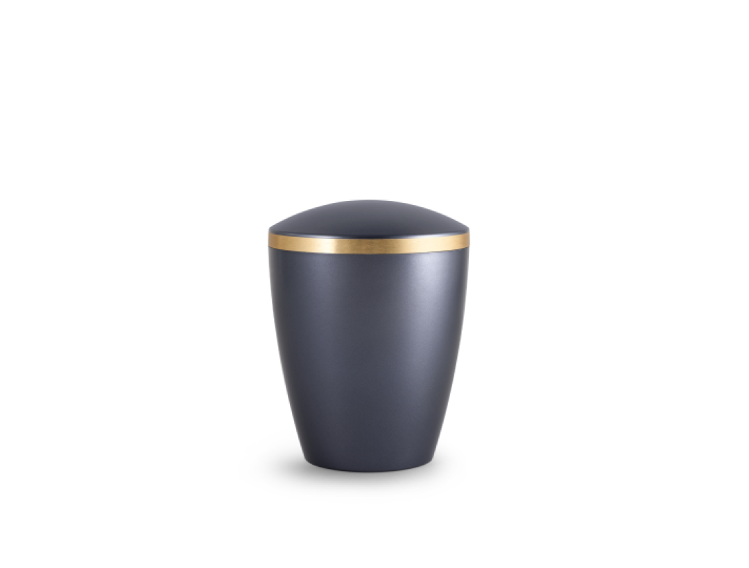 Edition Kleinurne, perlmutt mitternachtsblau, Goldband gebürstet, biol. abbaub.