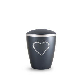 Edition Kleinurne, perlmutt mitternachtsblau, Herz aus Kristallen, biol. abbaub.