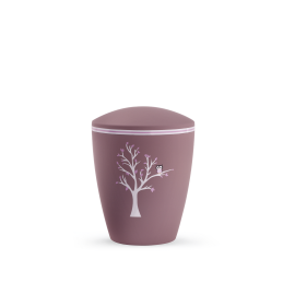 Edition Kleinurne, Soft-Touch-Oberfläche, altrosa, Baum mit Eule, biol. abbaub.