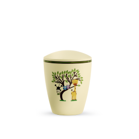 Edition Kleinurne, Soft-Touch-Oberfläche, gelb, Baum mit Tieren, biol. abbaub.