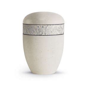 Terra-Jura Urne Edition Rocka, Muschelkalkbeschichtung creme, Reliefring silber